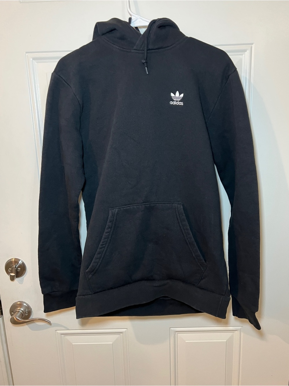 adidas Black Hoodie with Trefoil Tag